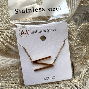 Stainless Steel Letter N Gold Necklace